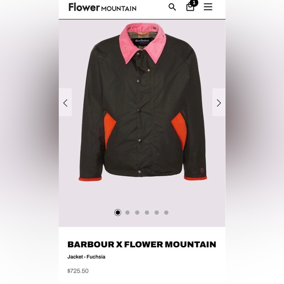 NWT BARBOUR X FLOWER MOUNTAIN Jacket in Black/ Fuchsia - Picture 5 of 16